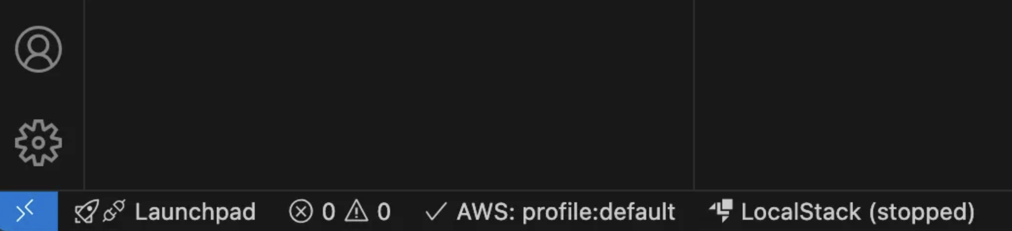 LocalStack status bar